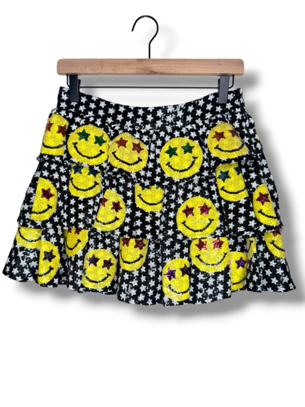 Queen of Sparkles Smiley Face Emoji Sequin Sparkly Skirt ✨✨Sz Small‎